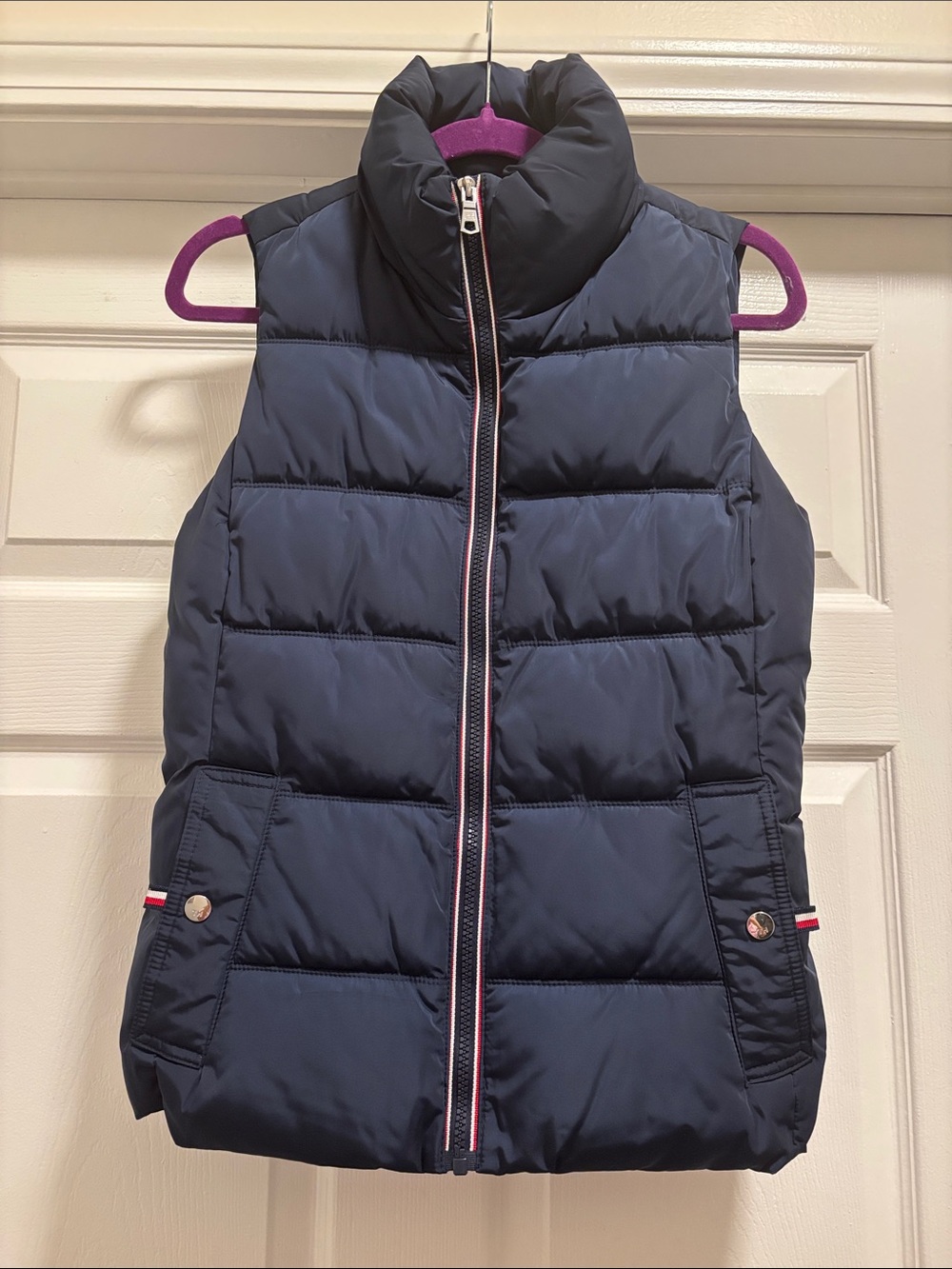 NWOT Tommy Hilfiger Women’s' Navy Quilted Puffer Vest with High Collar